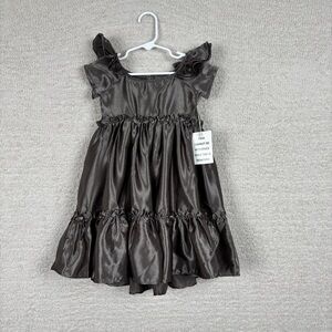 Joyfolie Mia Joy Dress Girls‎ 3 Gray Metallic Rory Short Sleeve Tiered Lined
